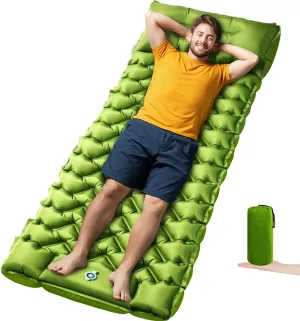 Camping Sleeping Pad, Ultralight Camping Mat with Pillow Built-in Foot Pump, Inflatable Sleeping Pads Compact for Travel, Camping Backpacking Hiking Tent Car Camp Gear