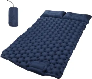 Camping Sleeping Pads Double Inflatable Camping Sleeping Pads with Pillow Ultralight Sleeping Pad for Camping Ergonomic Design Nylon Camping Mat for Outdoor