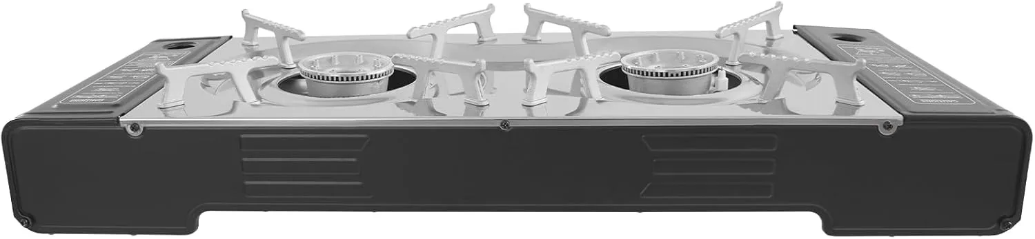 Camping Stove 2 Burners, 2500W Portable Gas stove with Baking Pan and Storage Case, Double Auto Ignition Camping Burner for Camping Trips, Gatherings, or Other Outdoor Cooking