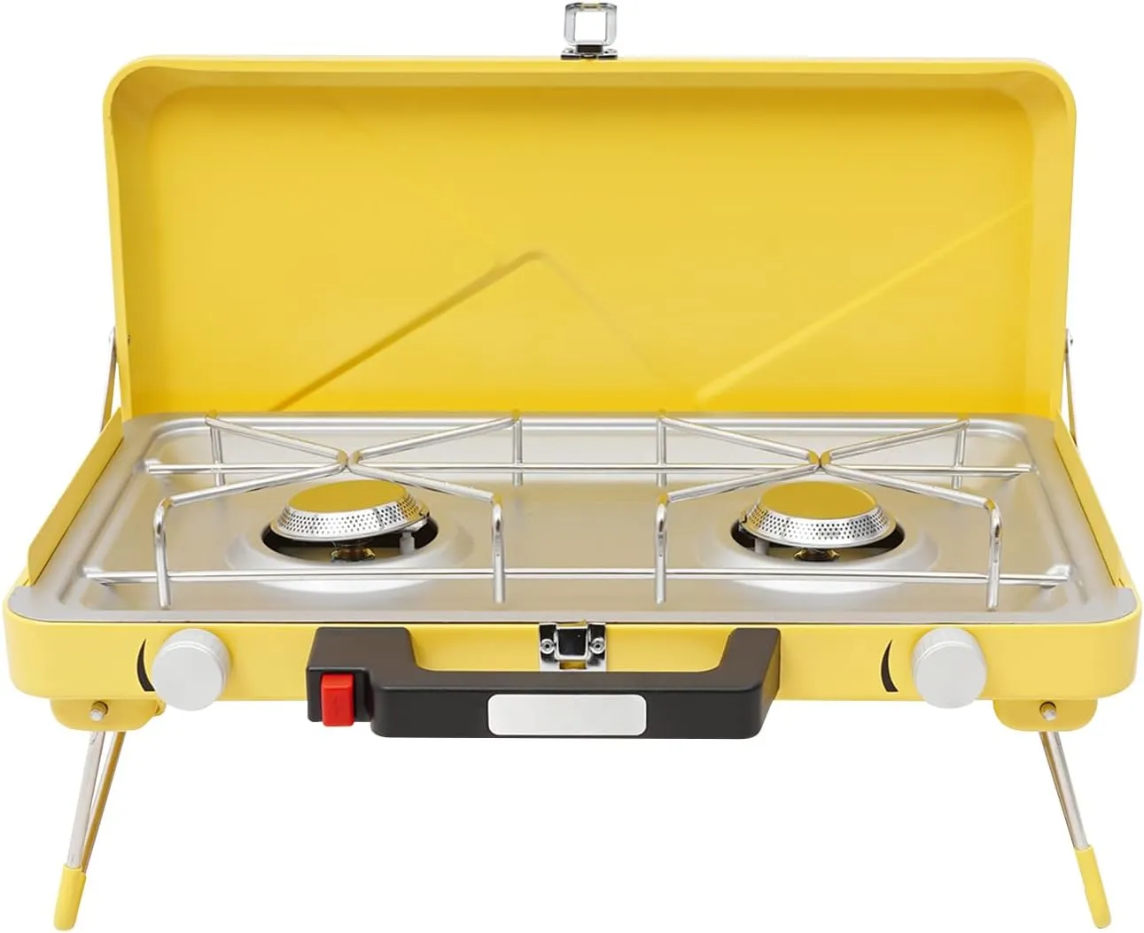 Camping Stove, Piezoelectric Ignition Camping Double Burner, Portable Cooktop, Portable Camping Stove for Outdoor Cooking, RV, Apartments Use, 3500W, White