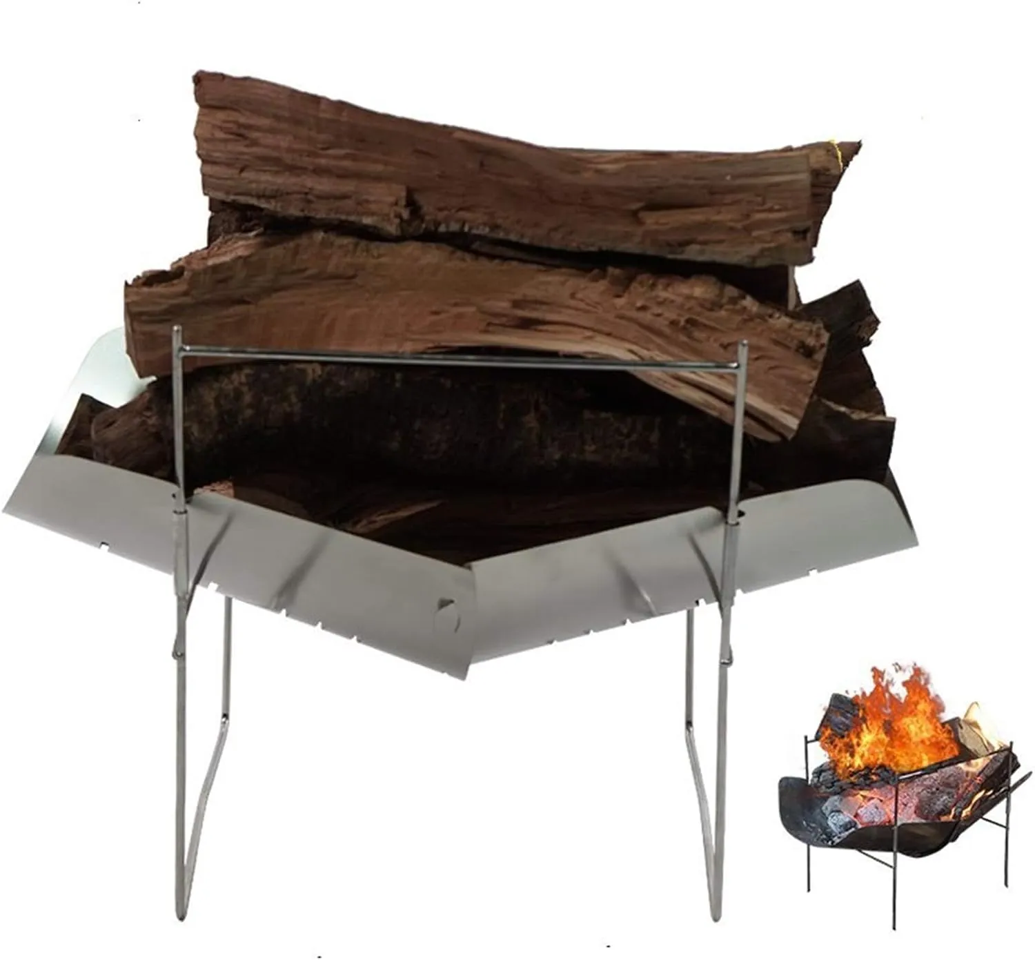 Camping Stove Portable Folding Stainless Steel Charcoal Barbecue Grill Camp Firepit Outdoor Camping Wood Burning Stove (Color : C) (C)
