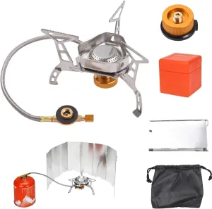 Camping Stove Portable Gas Stove Outdoor Cooking Stove Camping Gas Stove Kit Compatible With Hiking Lightweight and Foldable (Color : Manual ignition)