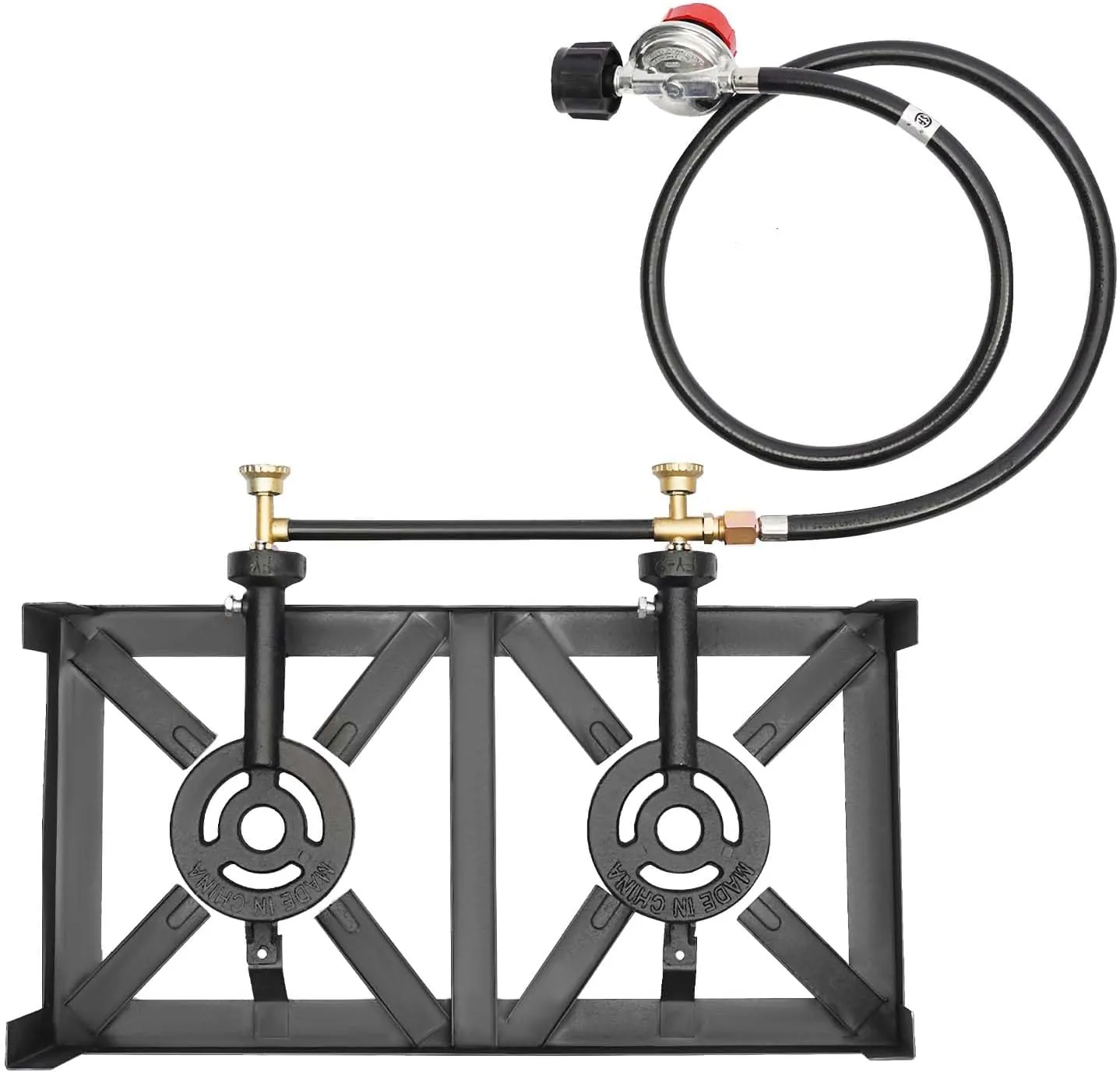 Camping Stove Propane Stove Outdoor Burner Portable Gas Cooker Free Standing with Regulator Hose - 2 Burner