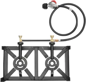 Camping Stove Propane Stove Outdoor Burner Portable Gas Cooker Free Standing with Regulator Hose - 2 Burner