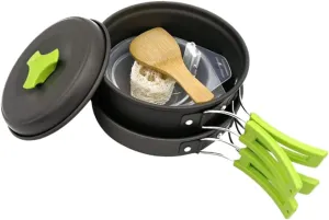 Camping Supplies Kit 1-2 Person Pot Set Camping Frying Pan Cookware Nonstick Pots Outdoor Dinnerware Folding Table Silverware Aluminum Cookware Easy to Use
