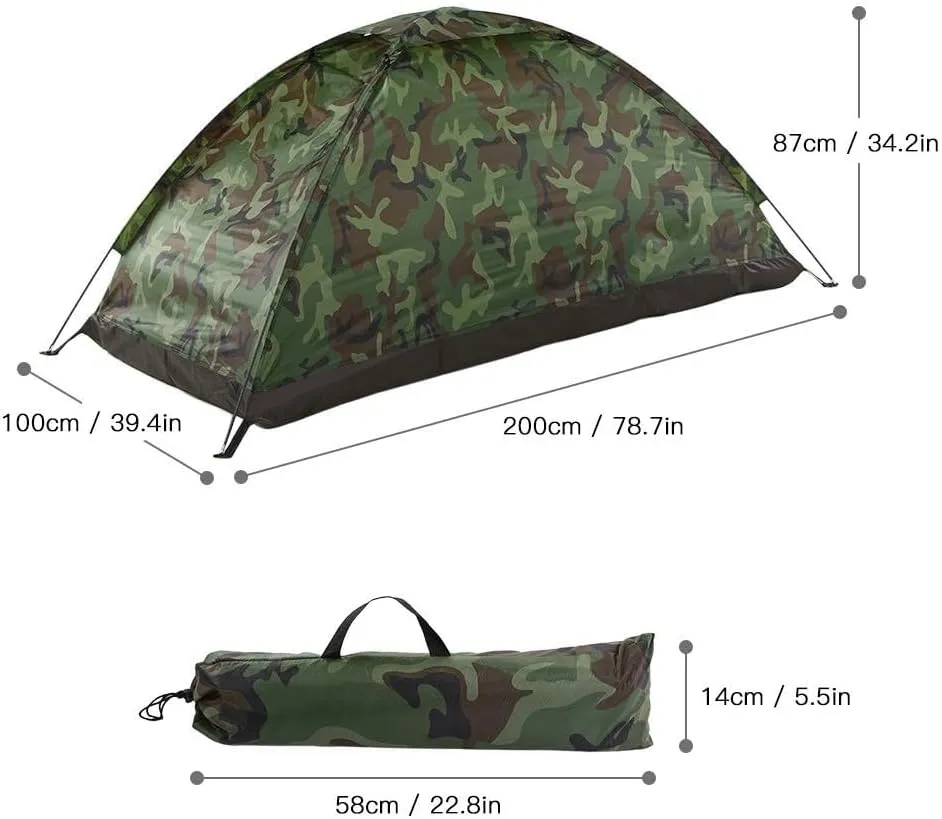 Camping Tent, 1/2 Person Tent, Weatherproof Ultralight Camouflage Garden Sun Shield Outdoor Hiking for Camping, Festivals, Backyard, Sleepoversg(1 person)
