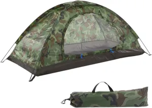 Camping Tent, 1/2 Person Tent, Weatherproof Ultralight Camouflage Garden Sun Shield Outdoor Hiking for Camping, Festivals, Backyard, Sleepoversg(1 person)