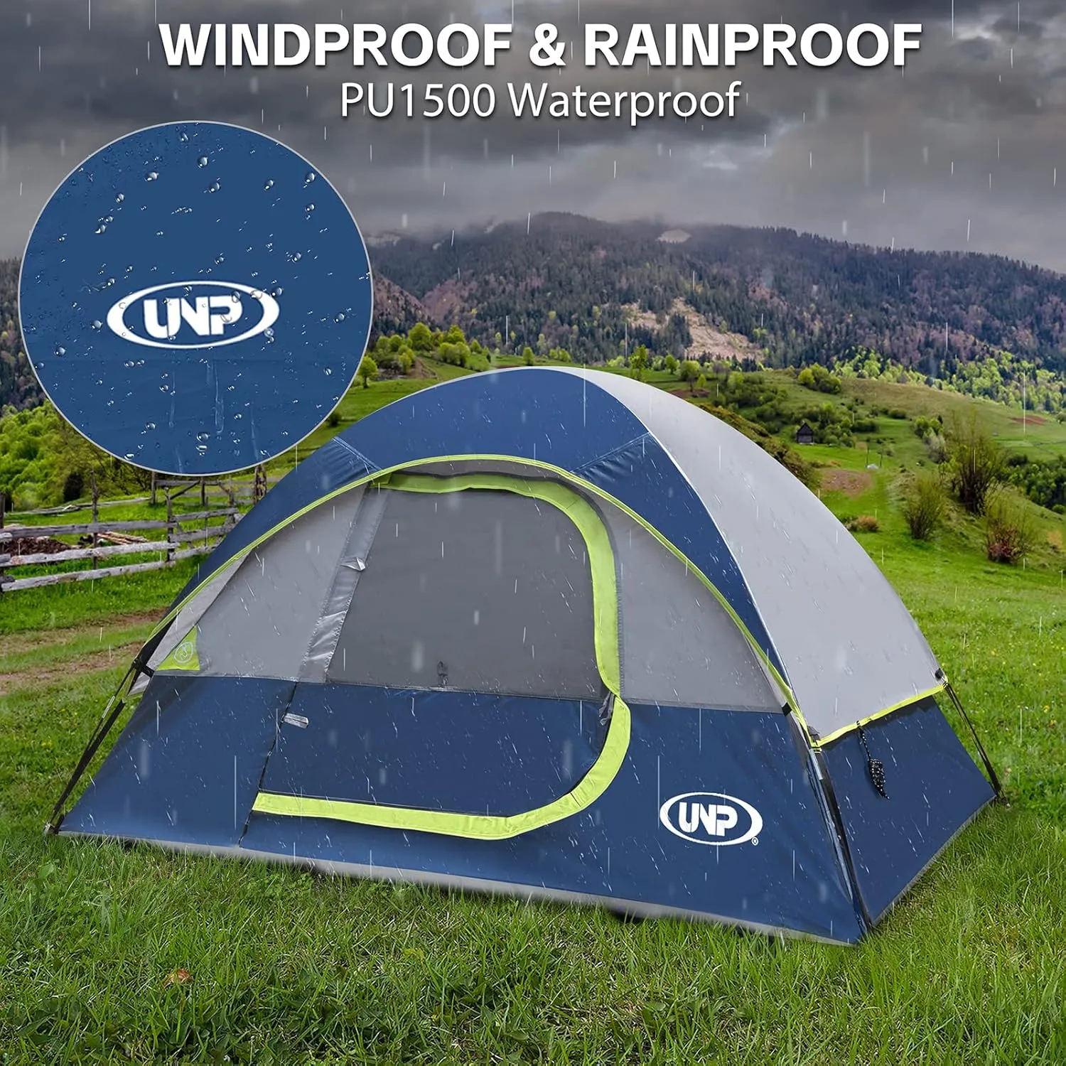 Camping Tent 2 Person, Waterproof Windproof Tent with Rainfly Easy Set up-Portable Dome Tents for Camping…