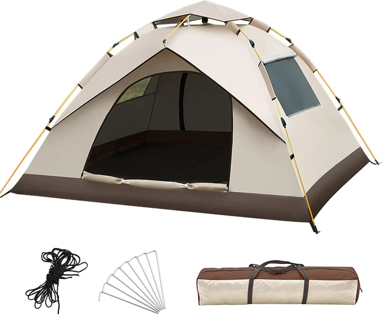 Camping Tent 4 People Family Tents, Waterproof & Windproof & UV-Resistant, Ultralight Dome Tents mit Carry Bag, 2 Doors and 2 Windows, Tents for Camping, Hiking, Fishing, Beach