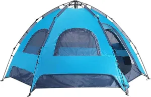 Camping Tent 5-6 People Double- Layer Rainproof and Breathable Hexagonal Automatic Tent Suitable
