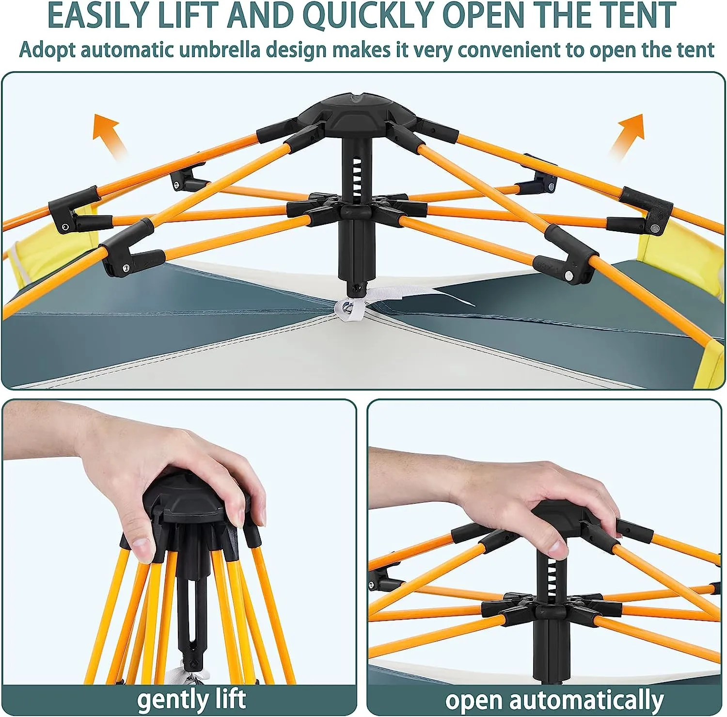 Camping Tent Automatic 3-4 Man Person , 4 Seasons Instant Tent Pop Up Tent for Camping, Hiking, Outdoor Festivals, Car Trip