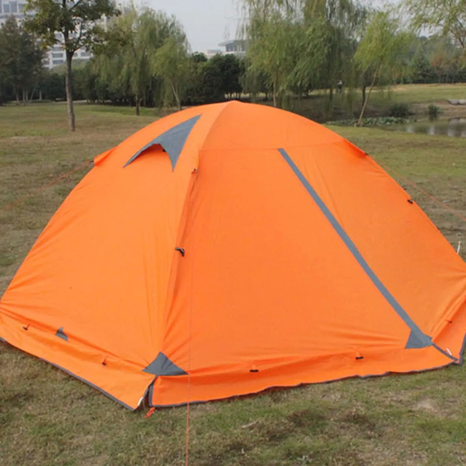 Camping Tent Double Layer 4 Person Family Tents Waterproof 210T Tent Outdoor Roomy Lightweight Easy Setup Carry Bag Included