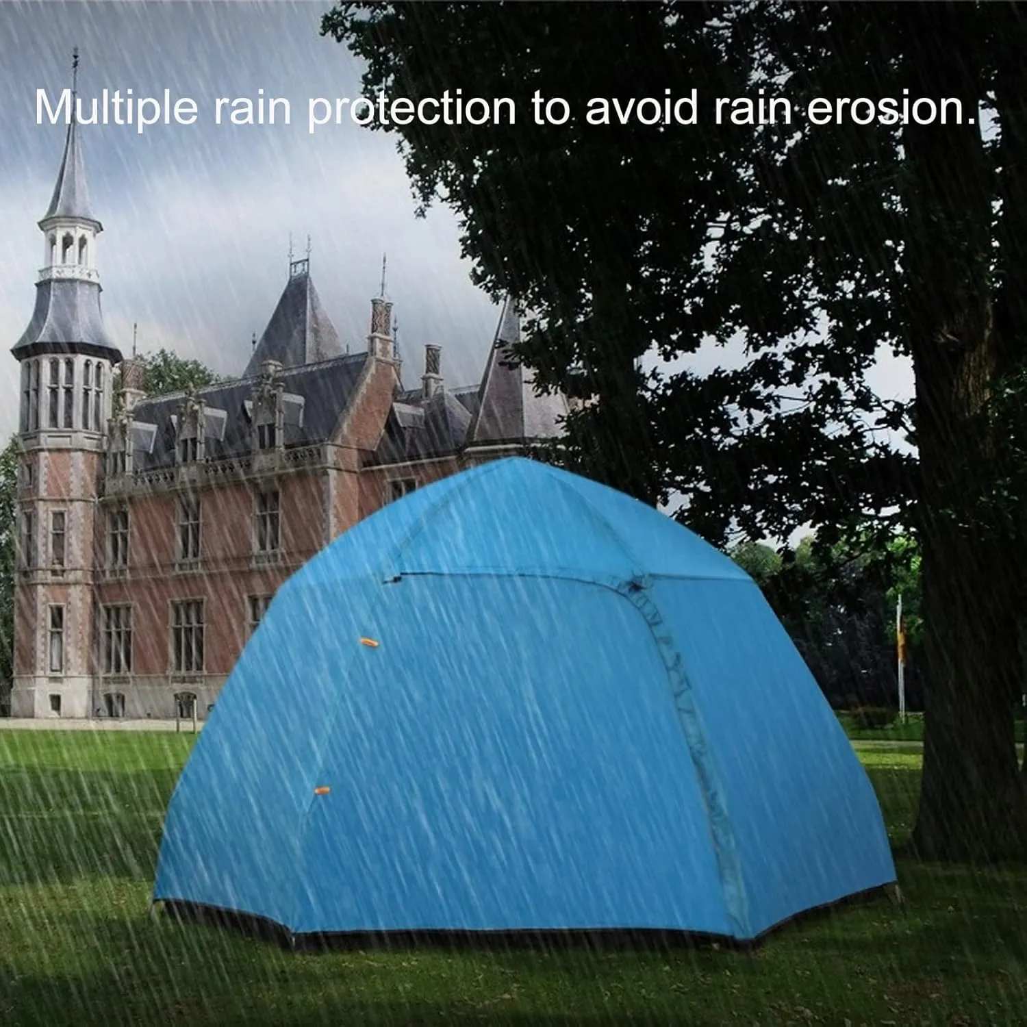 Camping Tent Instant Pop-Up Tent Family Dome Tent with Carry Bag Bell Tent Waterproof Windproof for Camp Backpacking Hiking Outdoor Lightweight,Blue,L