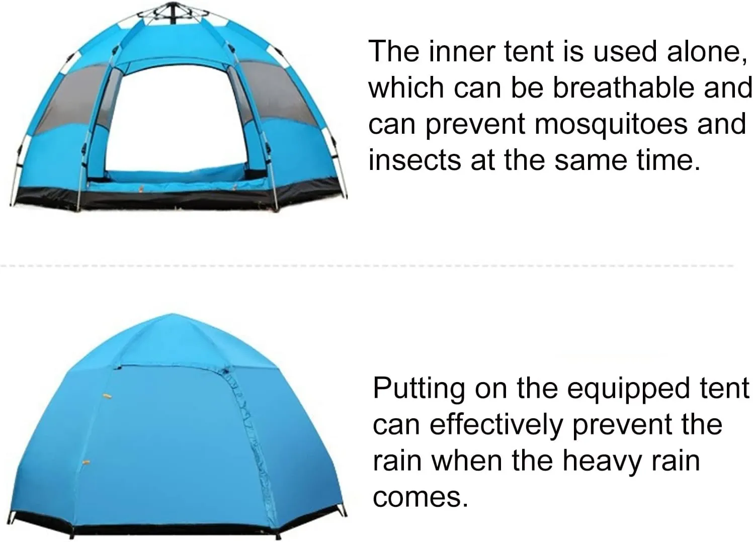 Camping Tent Instant Pop-Up Tent Family Dome Tent with Carry Bag Bell Tent Waterproof Windproof for Camp Backpacking Hiking Outdoor Lightweight,Blue,L