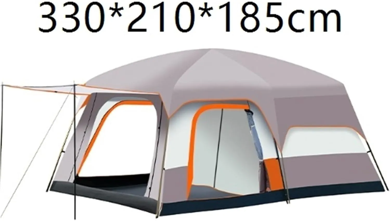 Camping Tent Outdoor Two-Bedroom One-Living Room Large Tent Windproof and Rainproof Tent(Orange,Small)