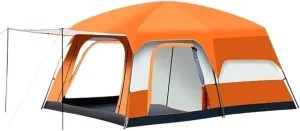 Camping Tent Outdoor Two-Bedroom One-Living Room Large Tent Windproof and Rainproof Tent(Orange,Small)