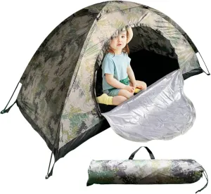 Camping Tent Waterproof Dome Tents Windproof Single Person Tent UV Protection Camouflage Easy Setup Backpacking for Traveling Beach 39x79x43