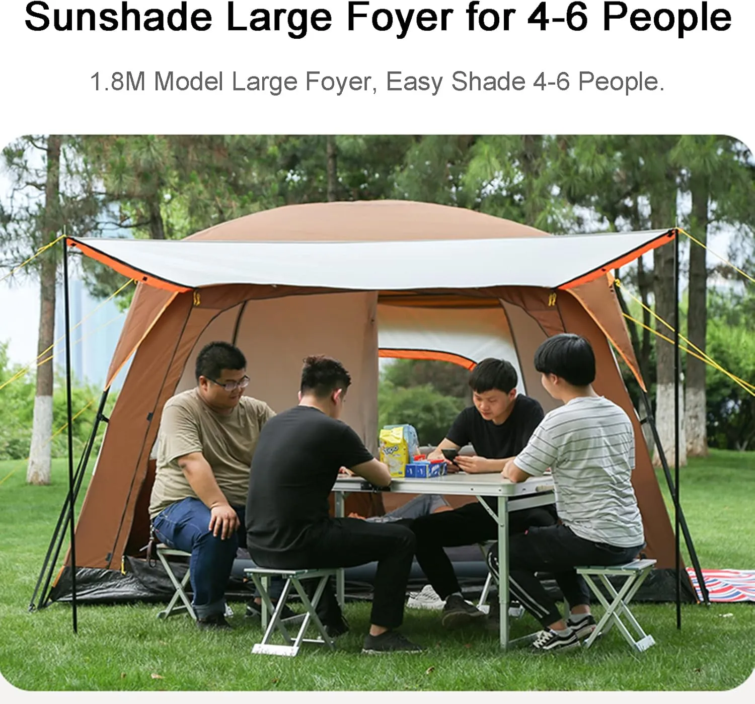 Camping Tent Waterproof Instant Tent 4-6 Person,Family Cabin Tents,2 Rooms,Portable Instant Tents with Removable Rainfly,Automatic Tent for Camping Hiking Mountaineering