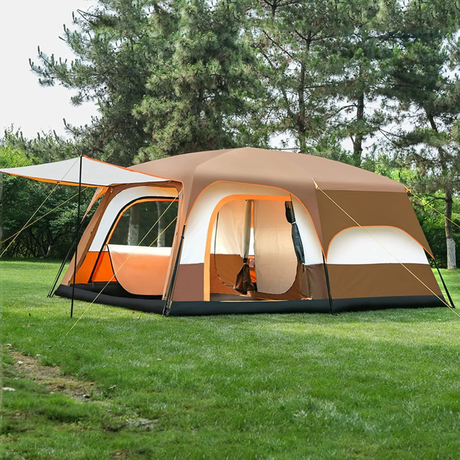 Camping Tent Waterproof Instant Tent 4-6 Person,Family Cabin Tents,2 Rooms,Portable Instant Tents with Removable Rainfly,Automatic Tent for Camping Hiking Mountaineering