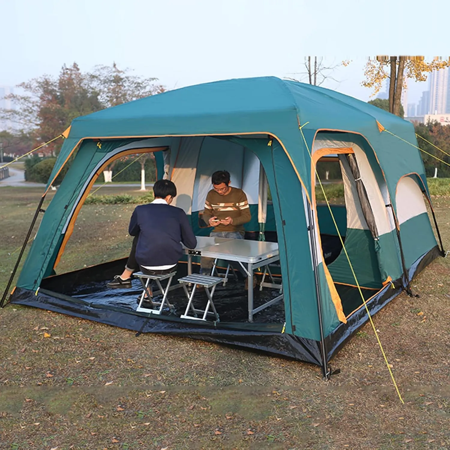 Camping Tent Waterproof Instant Tent 4-6 Person,Family Cabin Tents,2 Rooms,Portable Instant Tents with Removable Rainfly,Automatic Tent for Camping Hiking Mountaineering