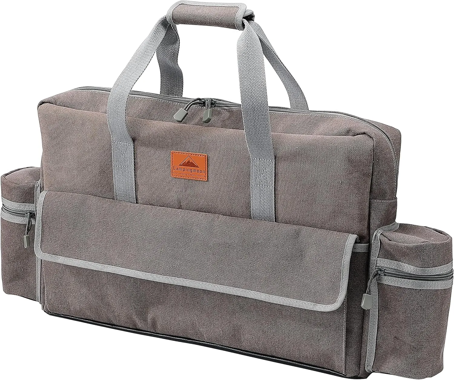 CAMPINGMOON Camping Stove Carry Case for Coleman 2-burner Stove Canvas CM-B Pockets for Gas Fuel