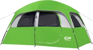 CAMPROS CP Tent 6/8 Person Camping Tents, Waterproof Windproof Family Tent with Top Rainfly, Large Mesh Windows, Double Layer, Easy Set Up, Portable with Carry Bag, for All Seasons