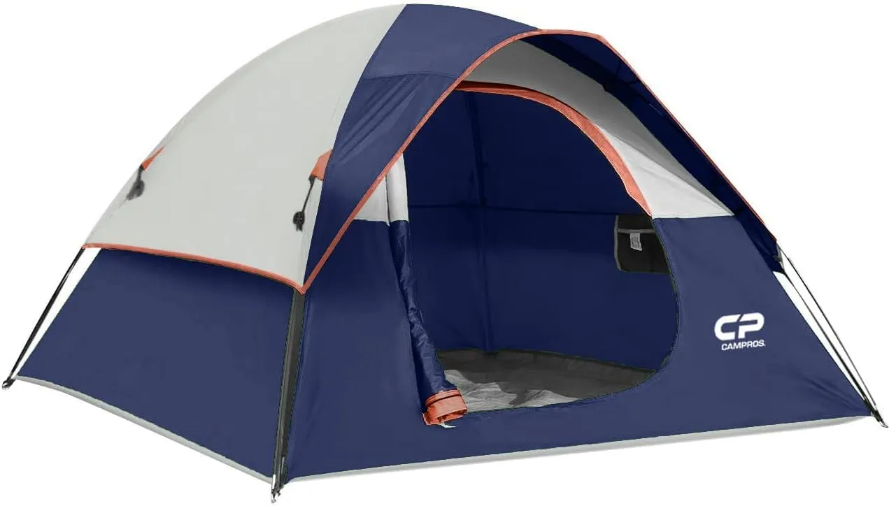 CAMPROS Tent-3-Person-Camping-Tents, Waterproof Windproof Backpacking Tent with Top Rainfly, Easy Set up Small Lightweight Tents, for All Seasons Hiking Beach Outdoor with 3 Mesh Windows