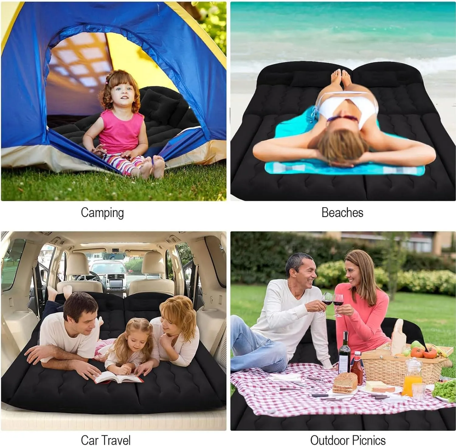 Car Air Mattress for Nissan Prairie (M12) 1998-2003 2004, Car Mattress Inflatable Bed Portable Foldable with Pillow Camping Travel Car Accessories,Black