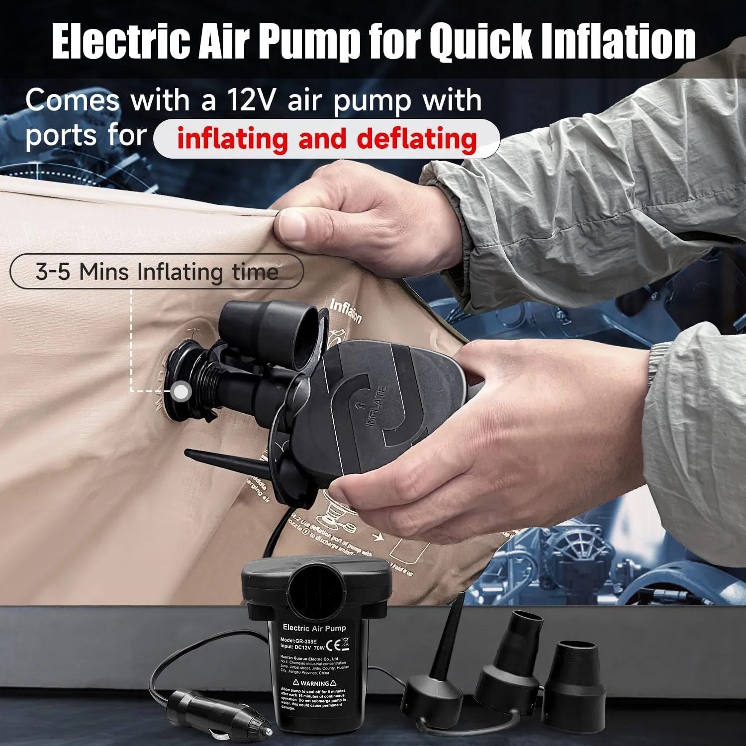 Car Air Mattress, Inflatable SUV Truck Air Mattress Back Seat Camping Bed Thickened Car Sleeping Pad for Travel, Car Bed SUV Mattress with Car Air Pump 2 Pillows