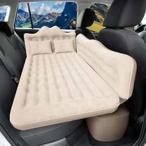 Car Air Mattress, Inflatable SUV Truck Air Mattress Back Seat Camping Bed Thickened Car Sleeping Pad for Travel, Car Bed SUV Mattress with Car Air Pump 2 Pillows