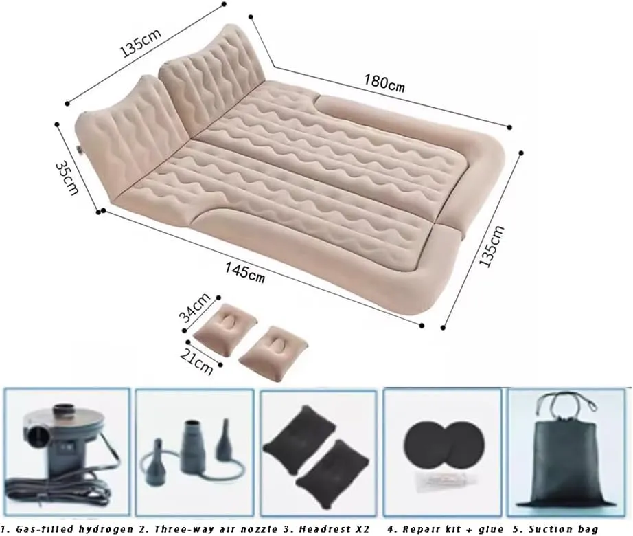 Car Bed for Chrysler Pacifica/Town/Country,Portable Blow Up Mattress Car Camping Travel Bed for Home Outdoor with Air Pump and Storage Bag,A Gray