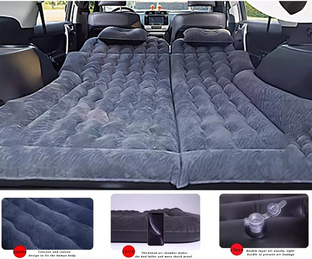 Car Bed for Chrysler Pacifica/Town/Country,Portable Blow Up Mattress Car Camping Travel Bed for Home Outdoor with Air Pump and Storage Bag,A Gray