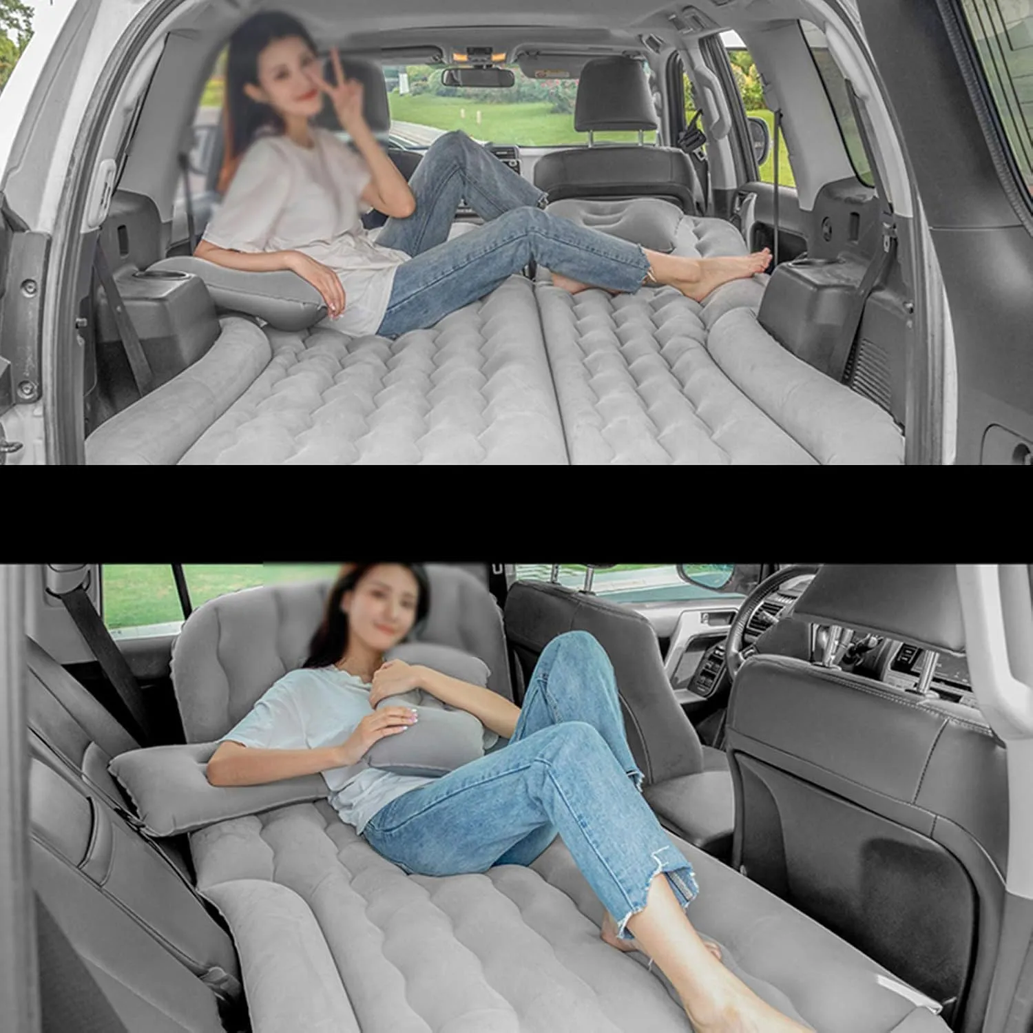 Car Bed for Nissan Pathfinder V 2021 2022 2023 2024, Portable Folding Double Car Air Mattress Trunk Airbed Sleeping Bed Traveling Car Accessories,Grey