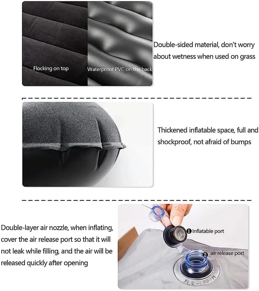 Car Inflatable Mattress for Ford Edge 2006-2010 2011 2012 2013 2014 2015 2016 Portable Car Air Bed Rear Trunk Camping Bed Back Seat Air Mattress Folding Air Bed Cushion,Grey