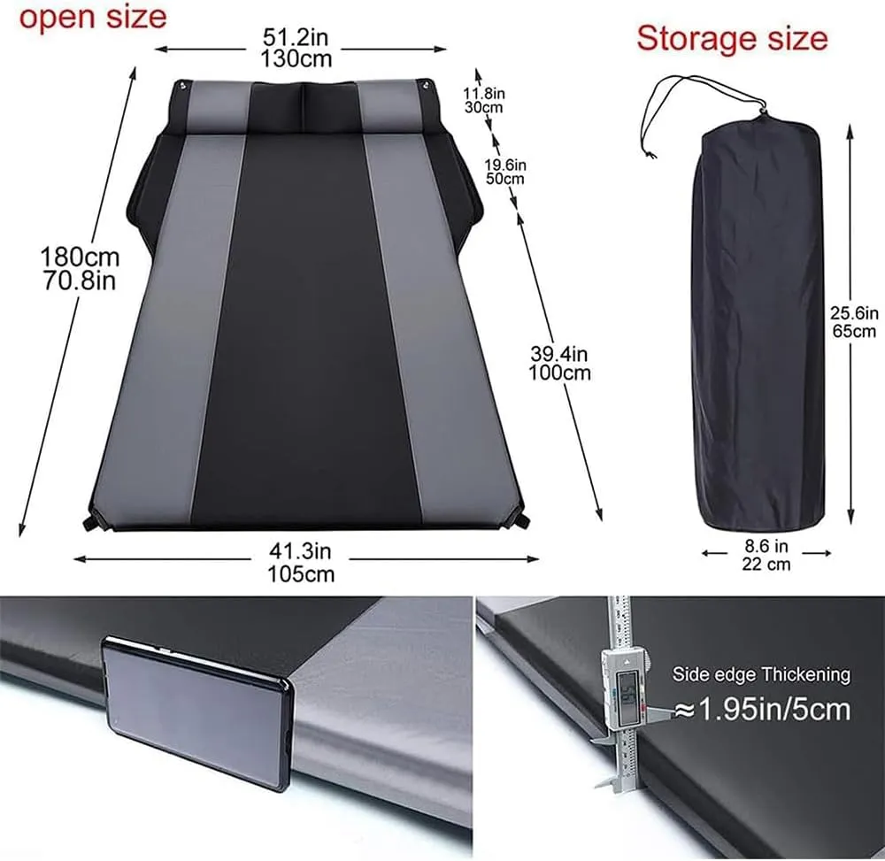 Car Inflatable Mattress for Ford F150 Lightning 2022 2023 2024 Self Inflating Sleeping Pad Thickened Air Bed Cushion Camping Travel Mattress Multifunctional,Red
