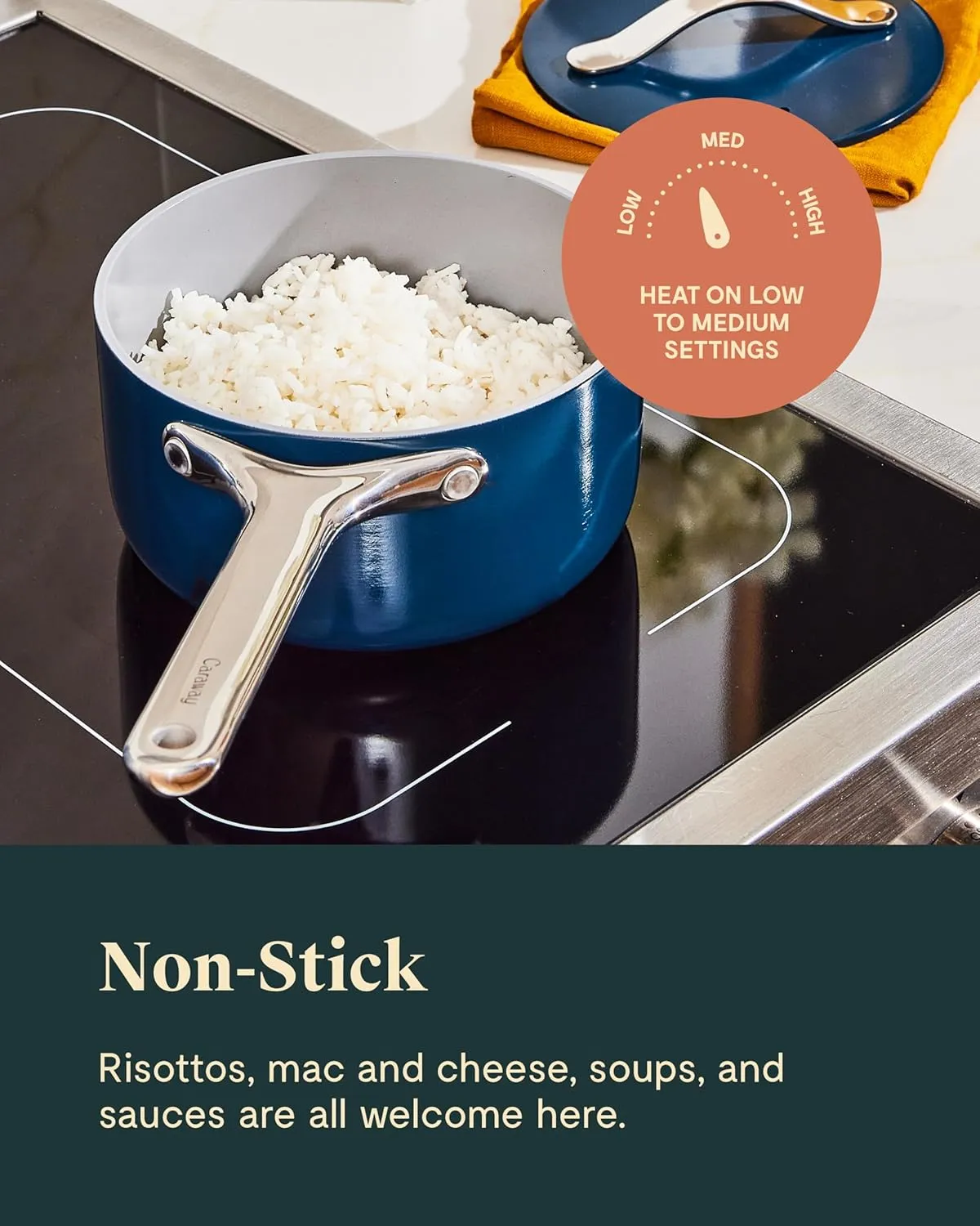 Caraway Nonstick Ceramic Sauce Pan with Lid (1.75 qt) - Non Toxic, PTFE & PFOA Free - Oven Safe & Compatible with All Stovetops (Gas, Electric & Induction) - Sage