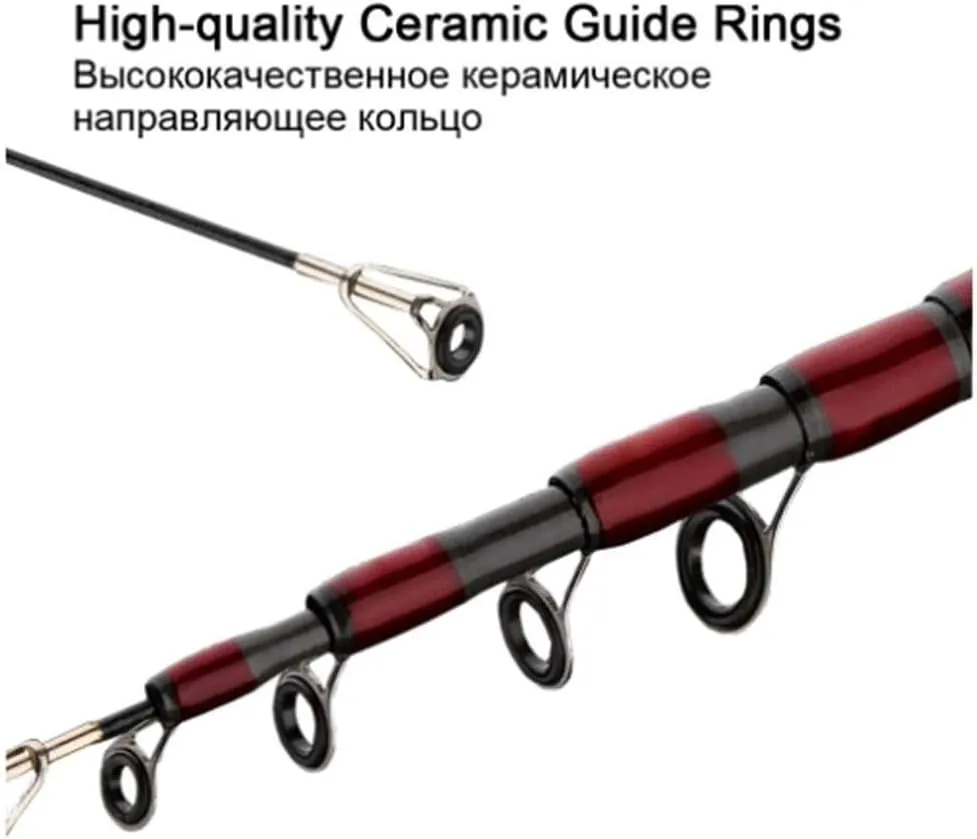 Carbon Casting Spinning Rod Portable Ultralight Telescopic Fishing Rod Spinning Fishing Pole 1.8m 2.1m 2.4m 2.7m 3.0m 3.3m 3.6m (Color : Spin, Size : 3.3m) (Spin 2.4m) (S