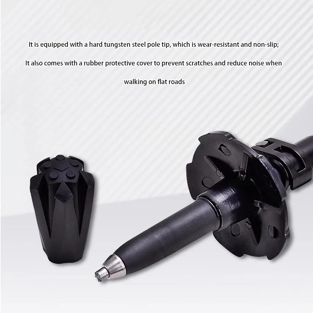 Carbon Fiber Durable Walking Stick, Aluminum Alloy Flip Lock, Non-Slip EVA Grip Trekking Stick, for Camping, Traveling