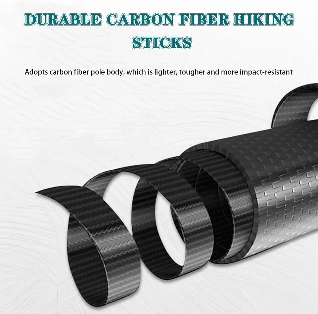Carbon Fiber Durable Walking Stick, Aluminum Alloy Flip Lock, Non-Slip EVA Grip Trekking Stick, for Camping, Traveling