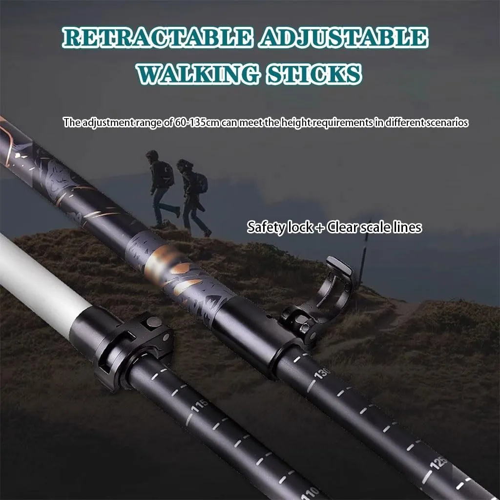 Carbon Fiber Durable Walking Stick, Aluminum Alloy Flip Lock, Non-Slip EVA Grip Trekking Stick, for Camping, Traveling