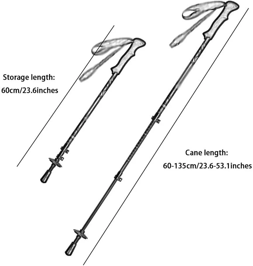 Carbon Fiber Durable Walking Stick, Aluminum Alloy Flip Lock, Non-Slip EVA Grip Trekking Stick, for Camping, Traveling