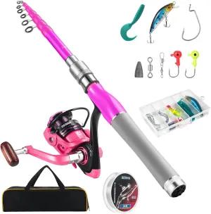 Carbon Fiber Fishing Rod and Reel Combos, Portable Telescopic Fishing Pole with Spinning Reel, Travel Bag for Saltwater Freshwater