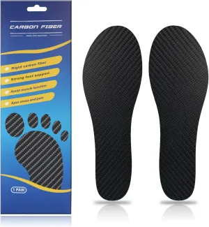 Carbon Fiber Insole 1 Pair Carbon Fiber Foot Plate for Hallux Rigidus, Limitus, Turf Toe, Arthritis, Fractures,Rigid Sole Shoe Insert for Sports, Hiking, Trekking（Black,Men13-13.5