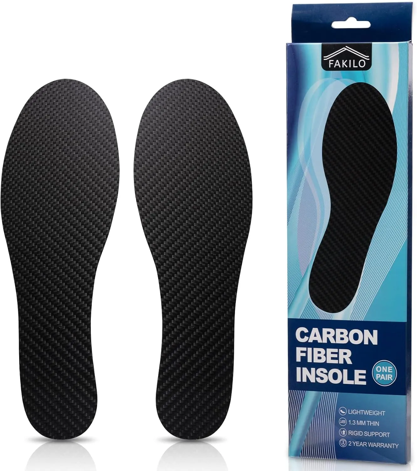 Carbon Fiber Insole 1 Pair, FAKILO Carbon Fiber Insoles Shoes Insert for Women Men, Rigid Support for Turf Toe, Foot Fractures, Hallux Rigidus, Mortons Toe 263 mm - Women's 10-10.5, Men's 9-9.5