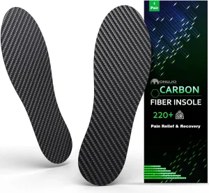 Carbon Fiber Insole (1 Pair), for Turf Toe, Foot Fractures, Hallux Rigidus, Limitus, Rigid Insert for Sports, Hiking, Trekking, Basketball, Running, Alternative to Post Op Shoe 235mm
