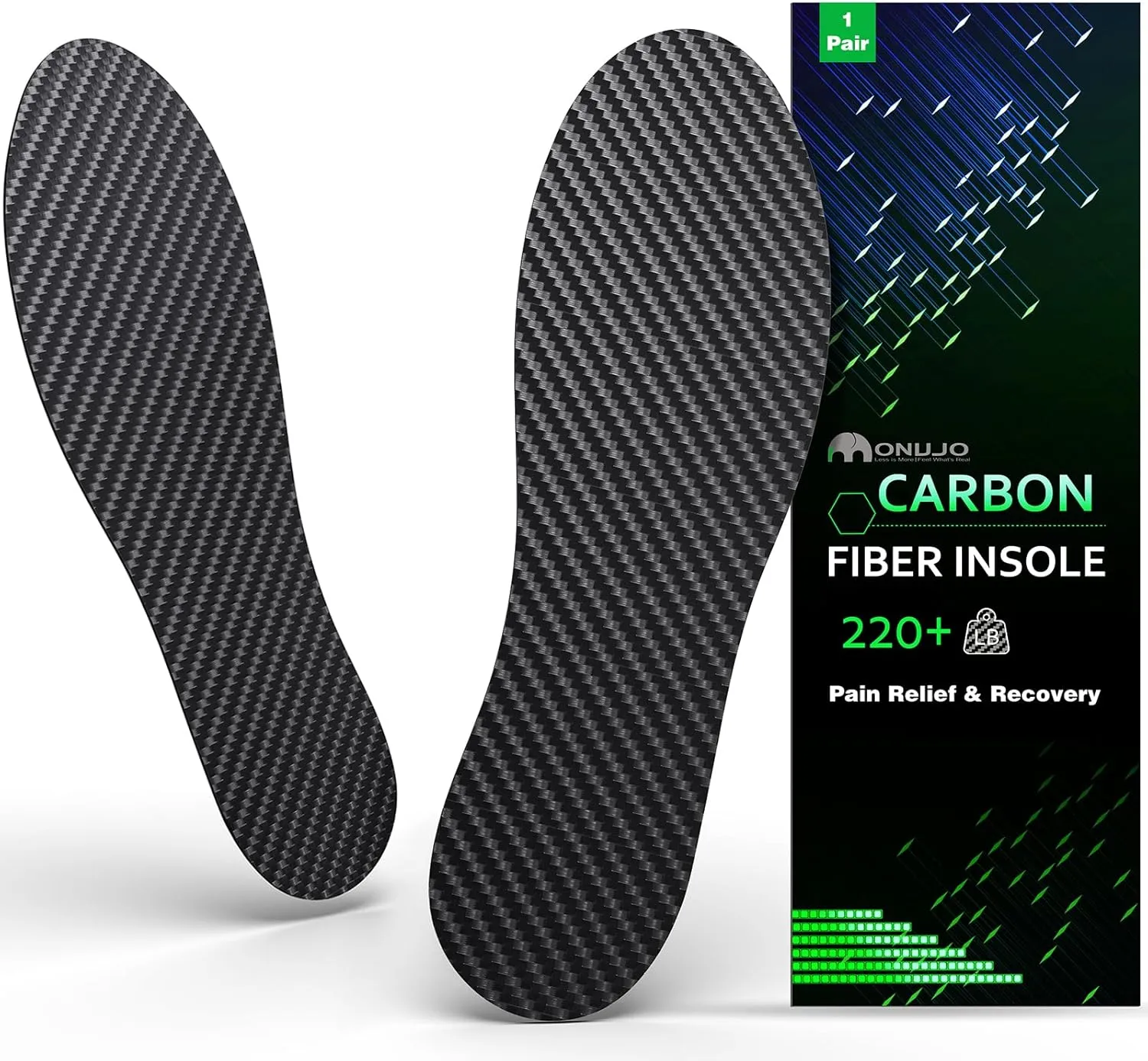 Carbon Fiber Insole (1 Pair), for Turf Toe, Foot Fractures, Hallux Rigidus, Limitus, Rigid Insert for Sports, Hiking, Trekking, Basketball, Running, Alternative to Post Op Shoe 235mm