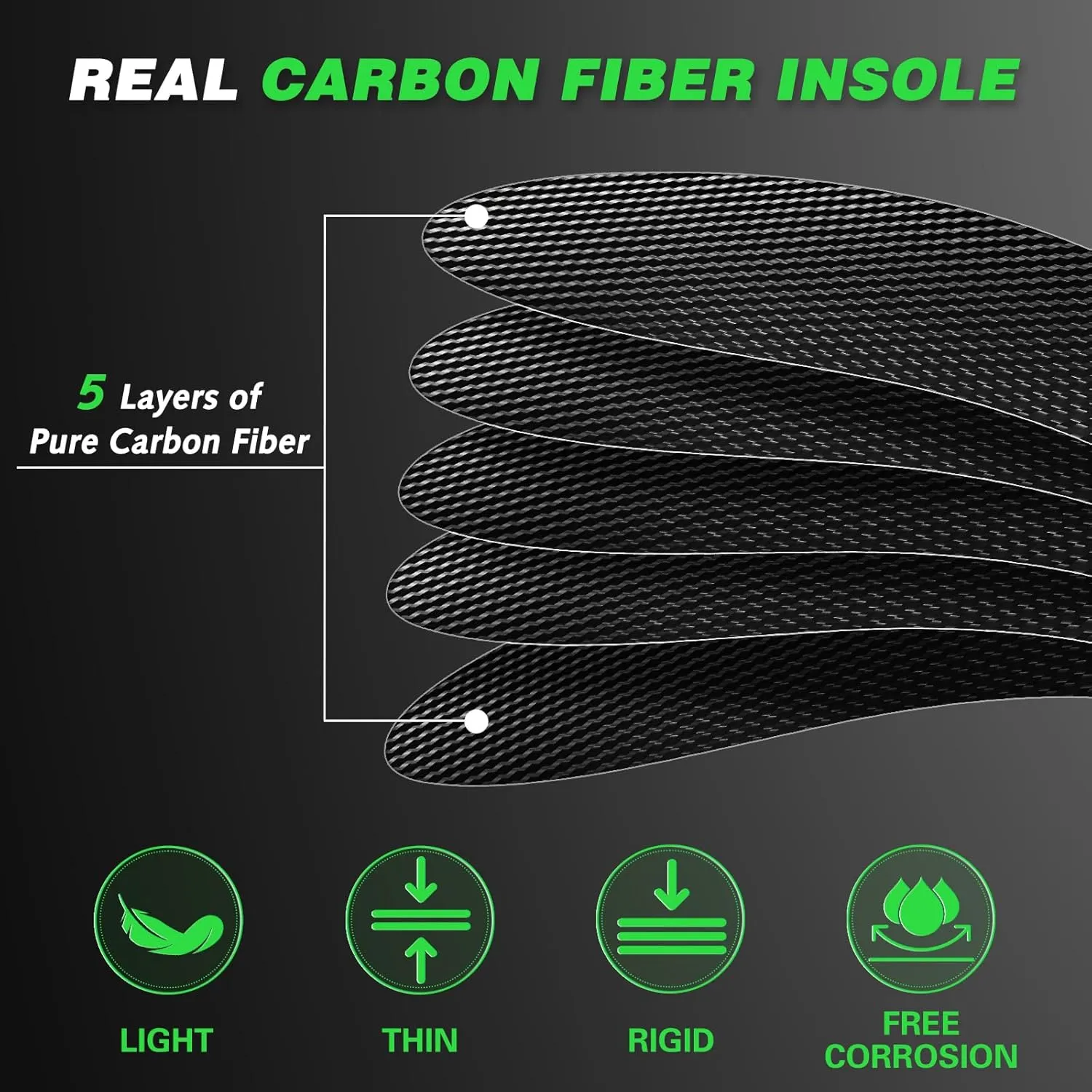 Carbon Fiber Insole (1 Pair), for Turf Toe, Foot Fractures, Hallux Rigidus, Limitus, Rigid Insert for Sports, Hiking, Trekking, Basketball, Running, Alternative to Post Op Shoe 235mm