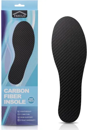 Carbon Fiber Insole 1 Piece, FAKILO Carbon Fiber Foot Plate Shoes Insert for Women Men, Rigid Support for Hallux Rigidus, Turf Toe, Foot Fractures, Mortons Toe - 233mm
