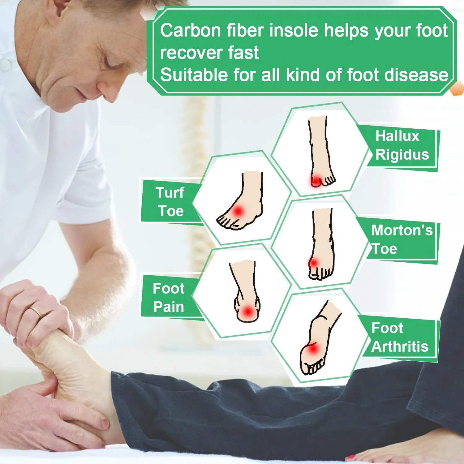 Carbon Fiber Insole, Morton's Extension Orthotic, 1 Pair Rigid Orthotic Shoe Insert for Turf Toe, Foot Arthritis, Hallux Rigidus, for Pain Relief Recovery (9.64"-245mm-Men's 8-8.5/Women's 9-9.5)
