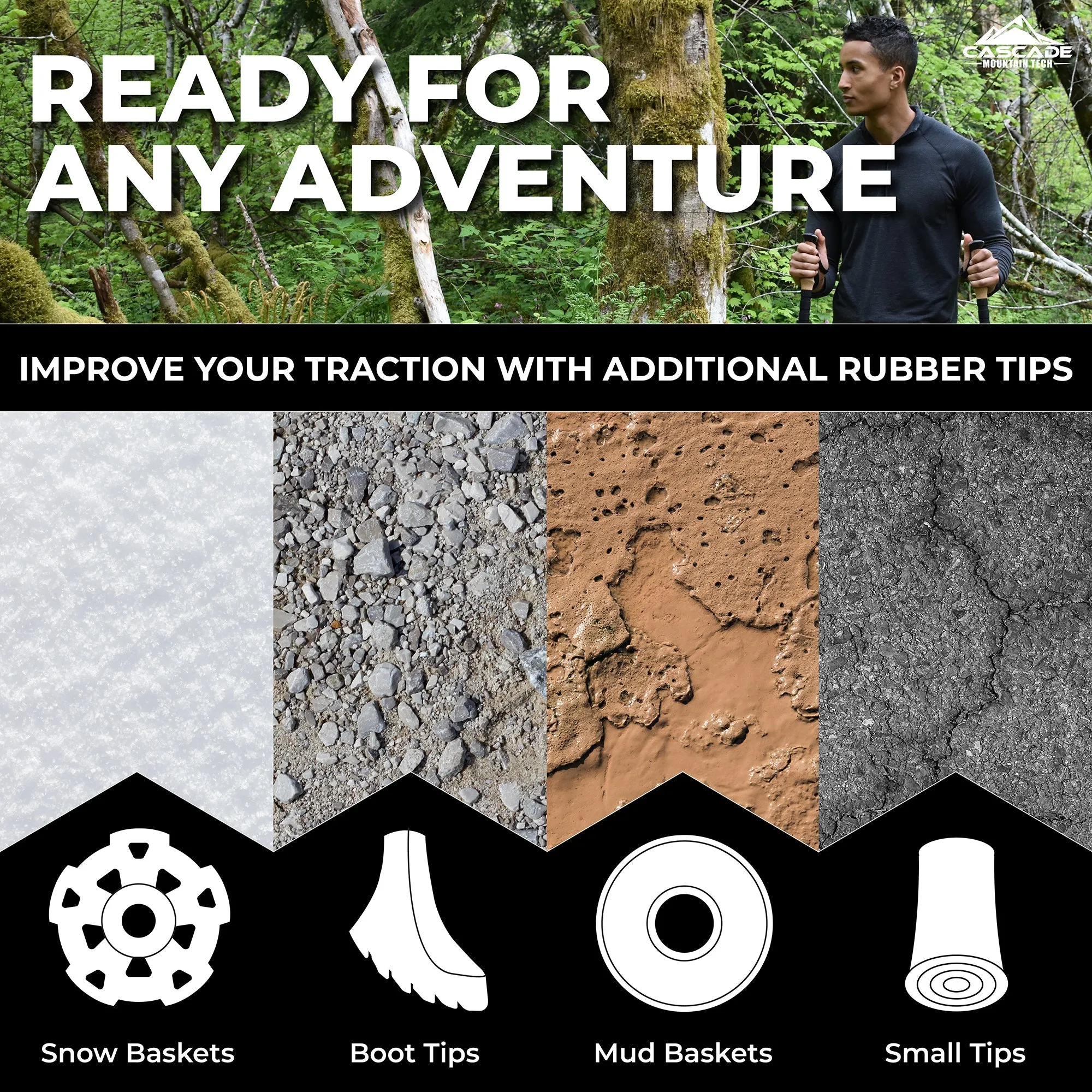 Carbon Fiber Quick Lock Trekking Poles (Cork Grip) - White